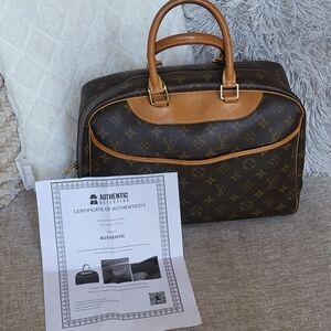 LOUIS VUITTON Deauville Monogram Canvas Brown Handbag w/COA...